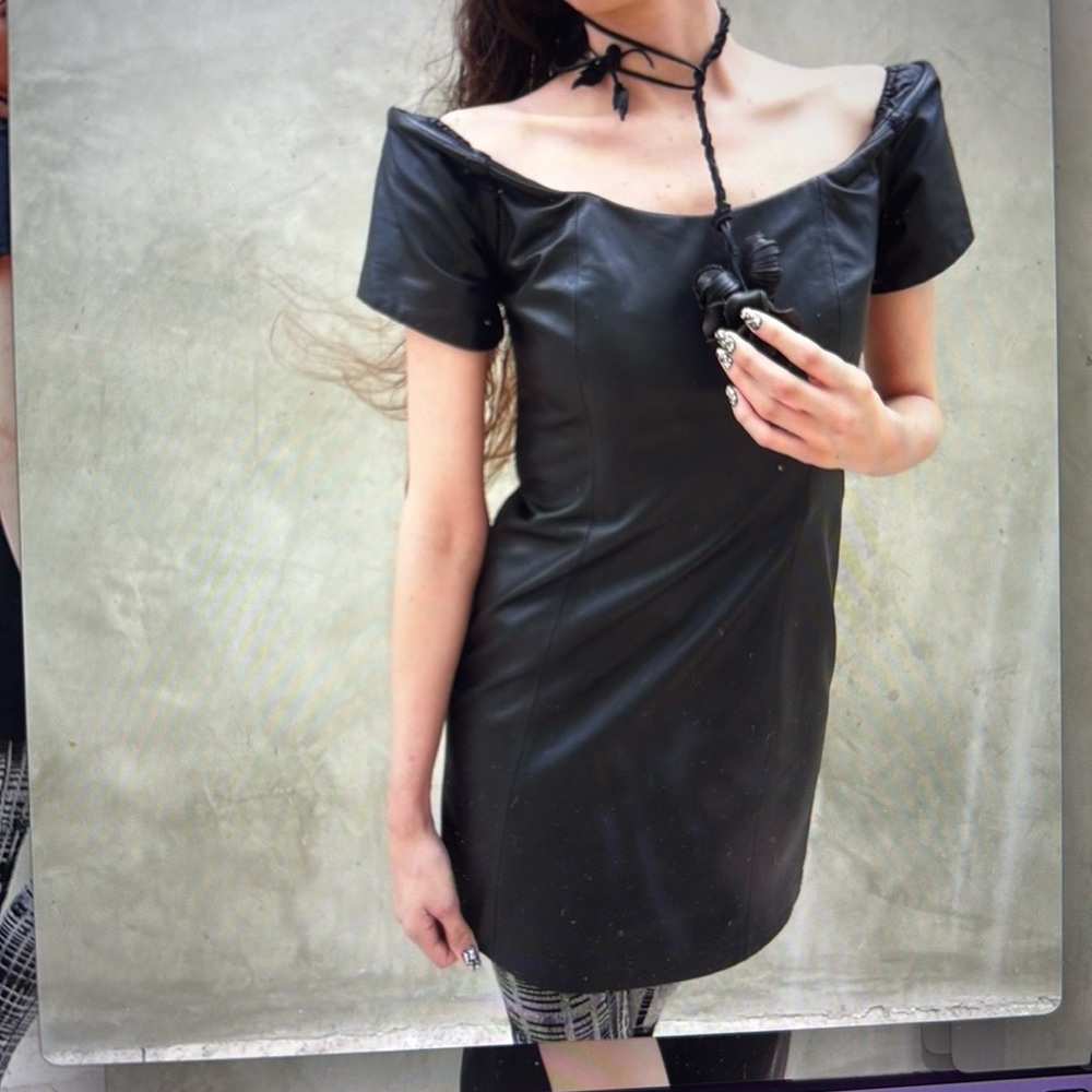 Elegant Black Leather Dress